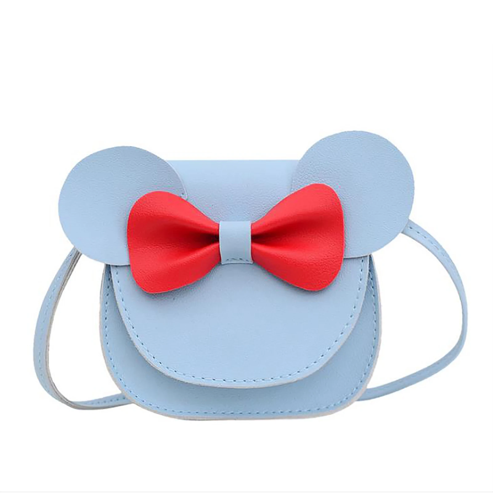 Interrupteur sac à bandoulière en cuir PU pour bébé, nœud papillon d'oreille de souris, vêtements pour enfants, bouton magnétique, dessin animé mignon, initié, fille