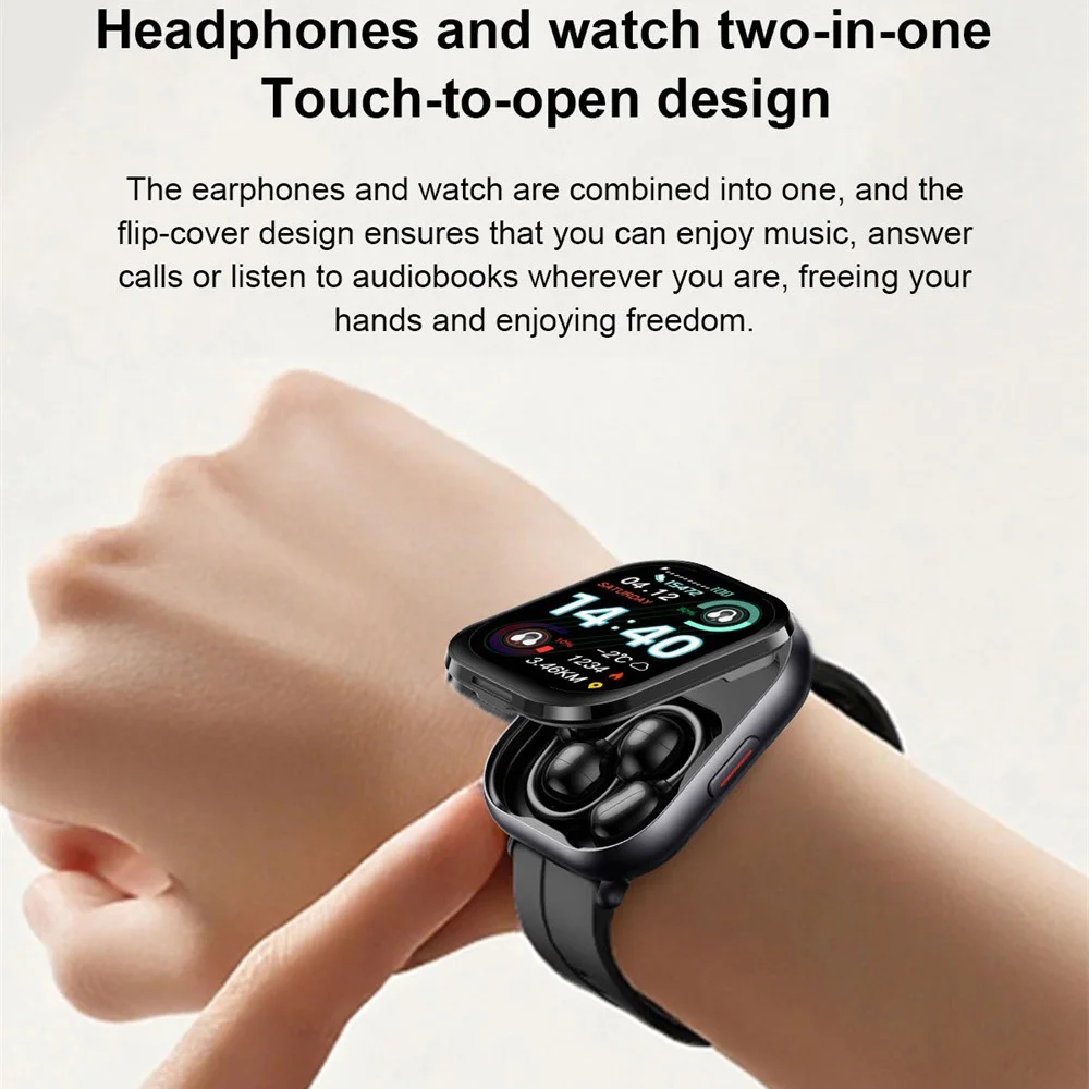 

Музыкальные умные часы с TWS Bluetooth-наушниками 2-в-1, часы для мужчин и женщин, напоминания, мониторинг сердечного ритма, звонки по Bluetooth, фитнес-трекер, экран 2.01 дюйма
