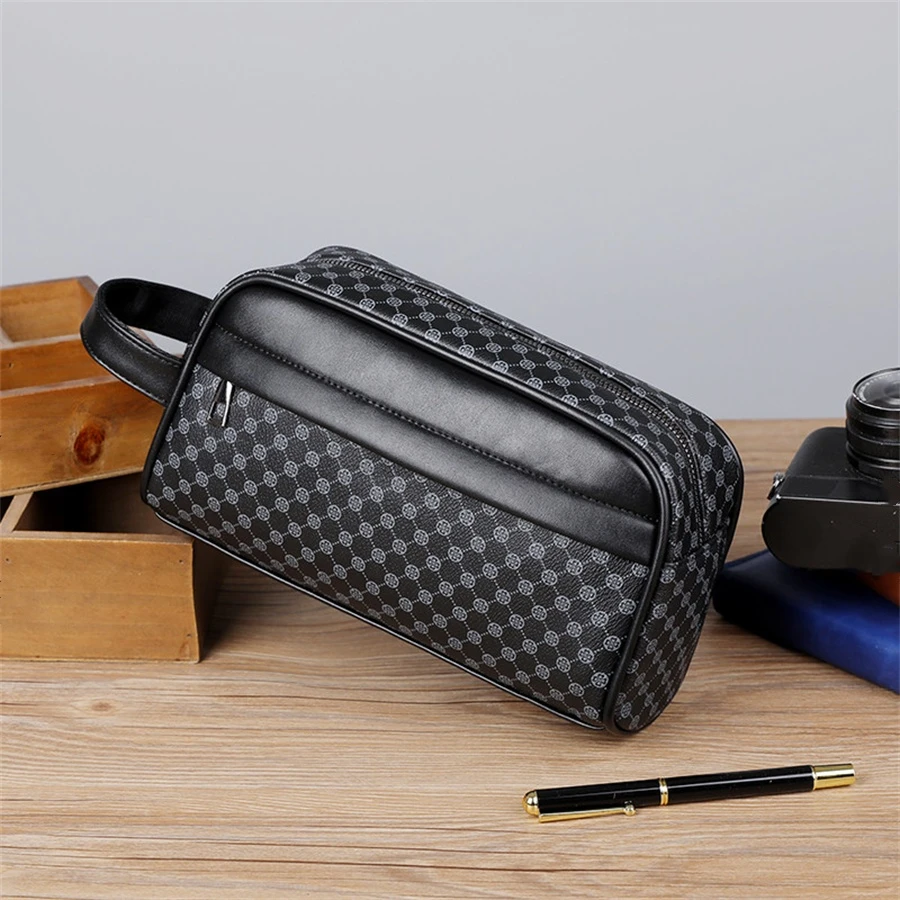 Casual printed leather large capacity men's handbag card bag wallet bolsos para hombre bags for men sac a main clutch bag