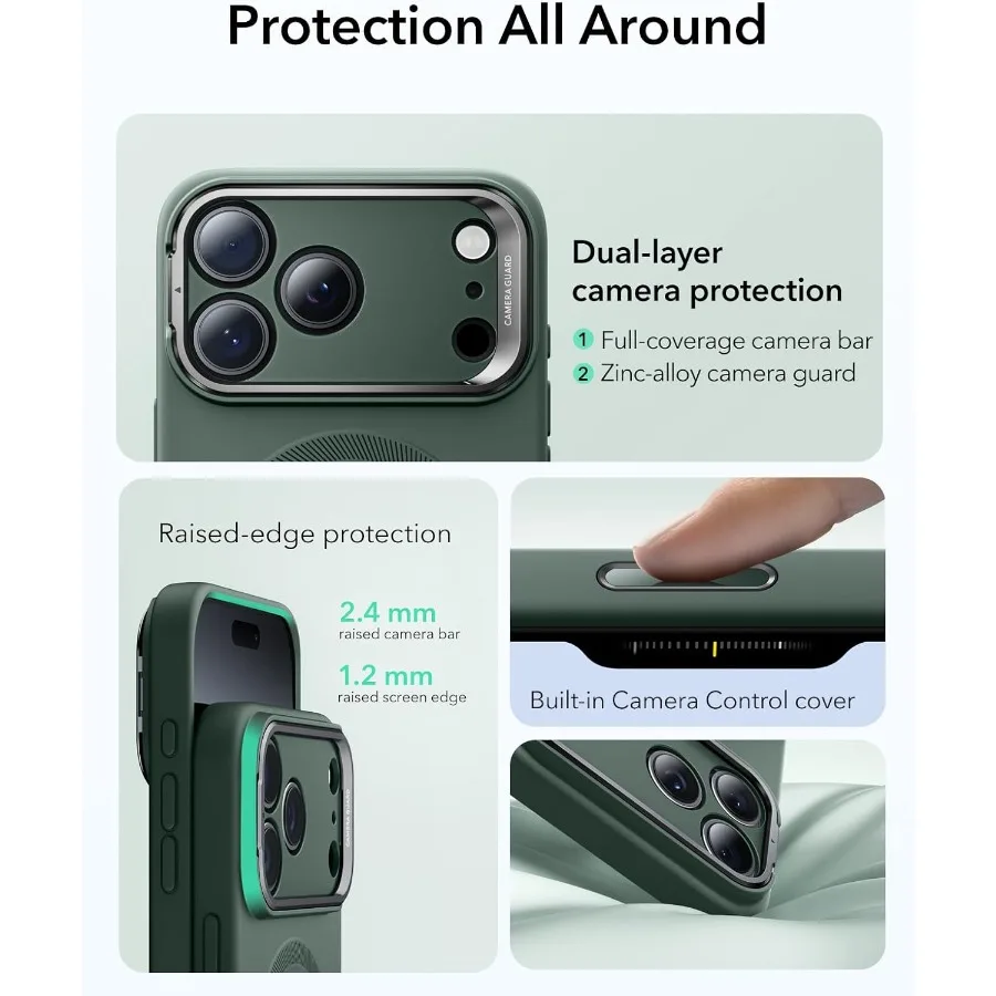 Custodia in silicone per iPhone 17 Pro con supporto per fotocamera integrato e compatibilità MagSafe Protezione anticaduta di livello militare Magneti