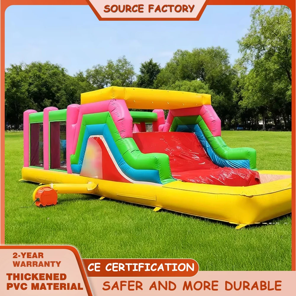 

Inflatable Obstacle Course With Slide Nd Ball Pit, Wedding - Themed Inflatable Bouncer For Kids, Bouncy Castle Playhouse Toy