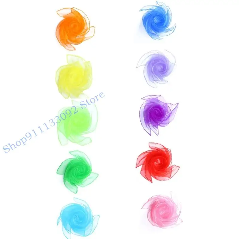 H9ED 10 قطعة وشاح شيفون شفاف لروتينات الرقص نسيج ناعم متجدد الهواء حركة الرقص الدعائم النسيج العملي القابل للغسل #3