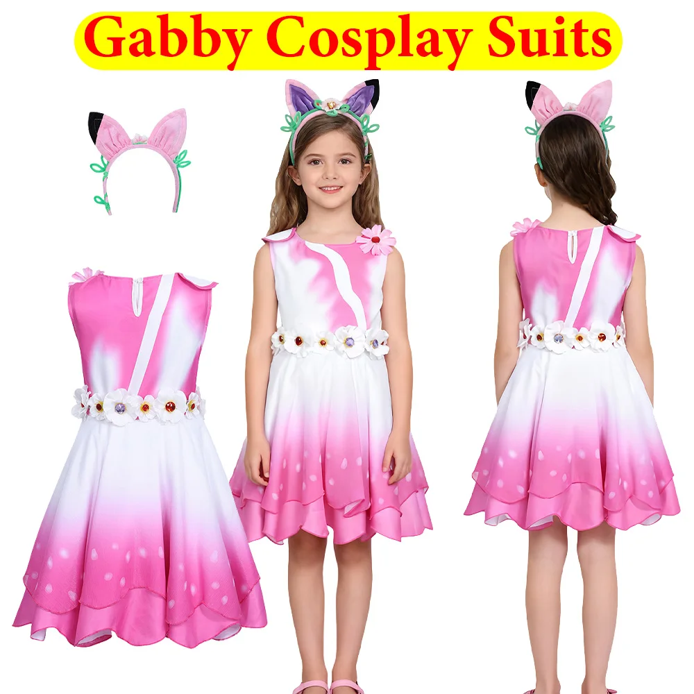 deguisement-gabby-cosplay-costume-bandeau-ceinture-enfants-filles-gabby's-dessin-anime-maison-de-poupee-roleplay-tutu-robe-halloween-carnaval-costume