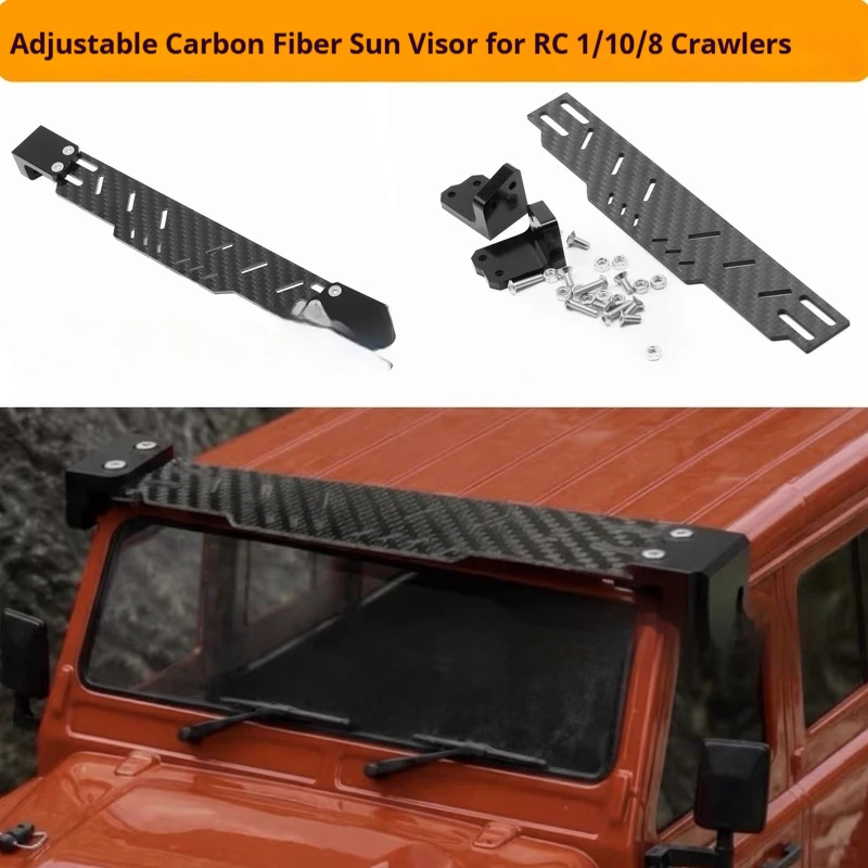 1/10 1/8 RC Crawler Carbon Fiber Adjustable Sun Visor for TRX4 SCX10 MJX Yikong 4082 Upgrade Accessories