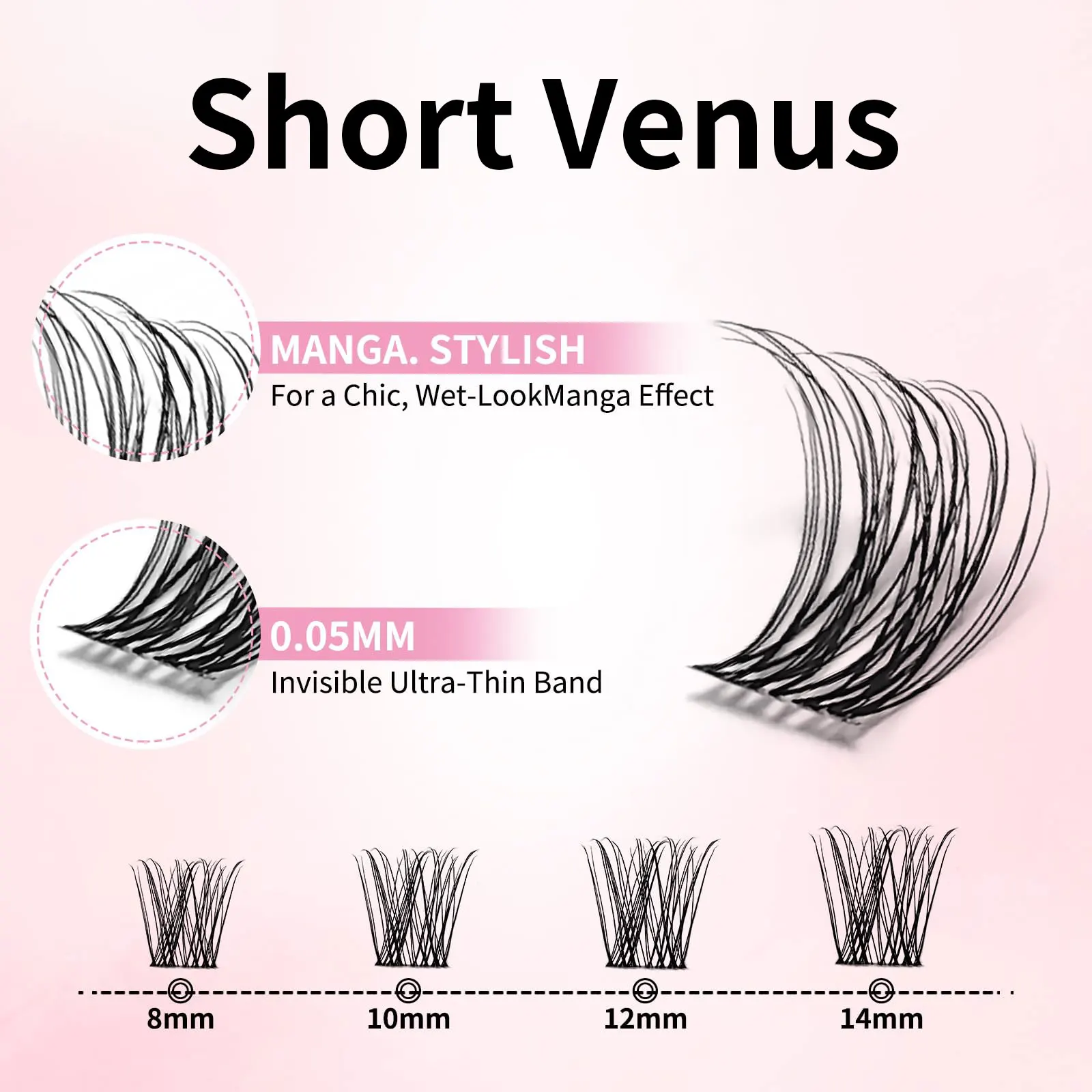 UCoolMe جلدة قصيرة الجنية فلورا فينوس Wispy أوسع تمتد العنقودية سوبر لينة الطبيعية 8-14 مللي متر لتقوم بها بنفسك أداة التجميل مانغا لاش تمديد #3