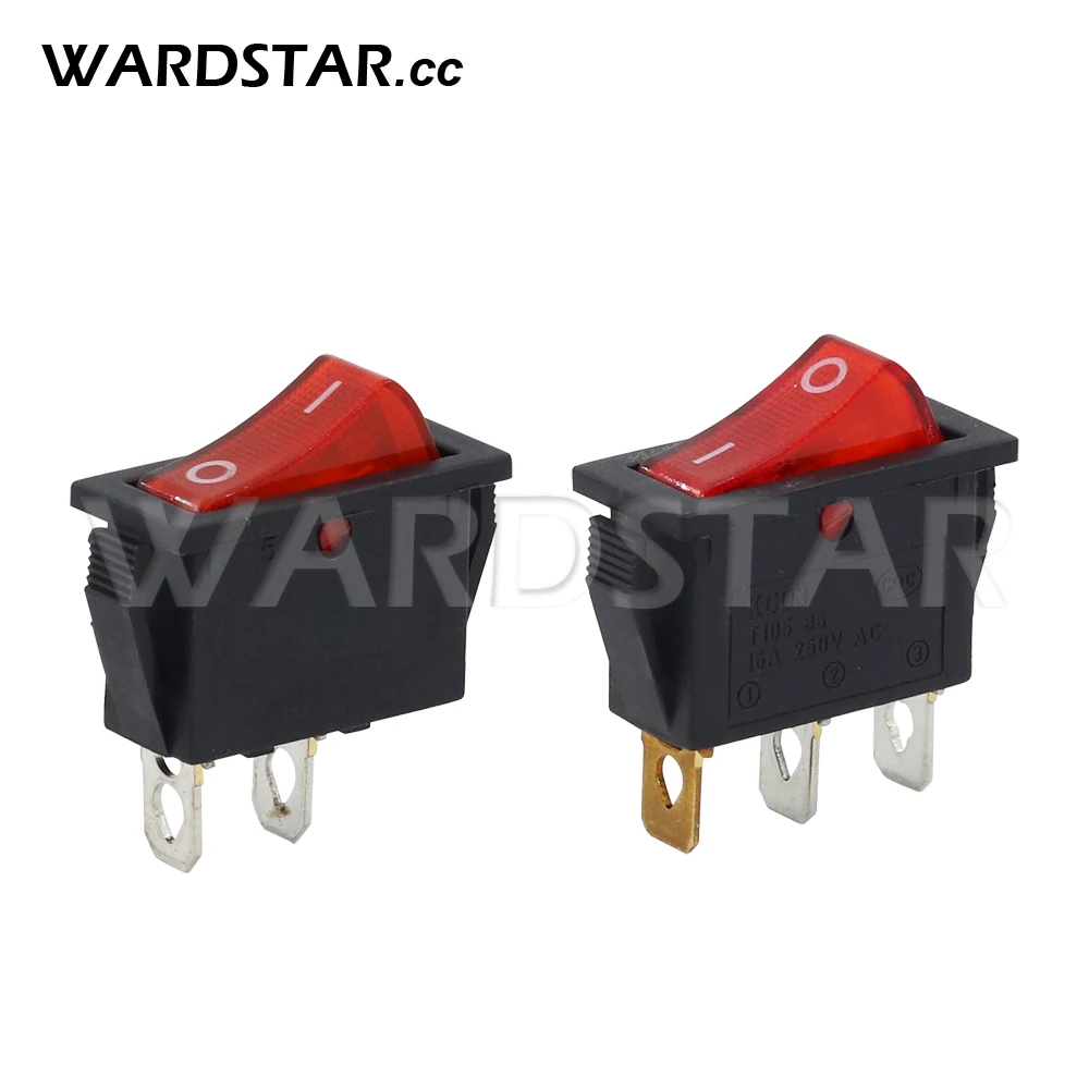 KCD3 2/3Pin Rocker Switch ON-OFF 15A/16A 250V 125V AC with Light Power Switch Electrical Equipment Waterproof Cover 13.5x31mm