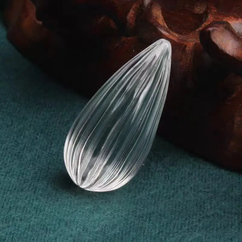 6A Half Hole White Crystal Smoky Quartz Amethyst drop carved round  for DIY making loose beads