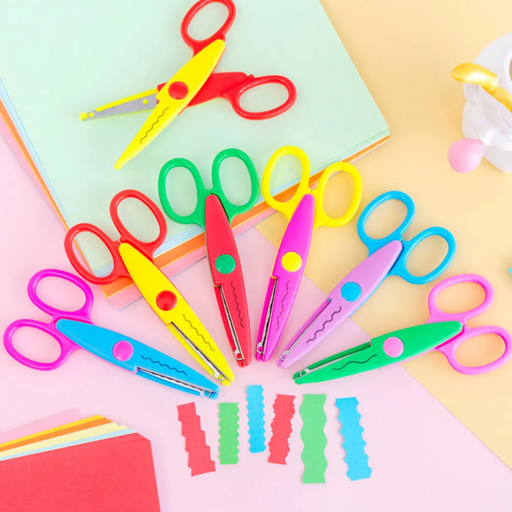 6 قطعة مقص قسط Abs الفولاذ المقاوم للصدأ الدانتيل قطع الحرفية Diy بها بنفسك مقص السلامة مدورة الزاوية الراحة قبضة