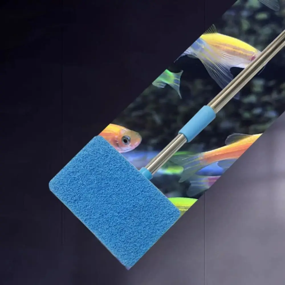 180° Adjustable Sponge Cleaning Brush Telescopic Long Handle Fish Tank Cleaning Brush Double-Sided Glass Window Cleaner Home