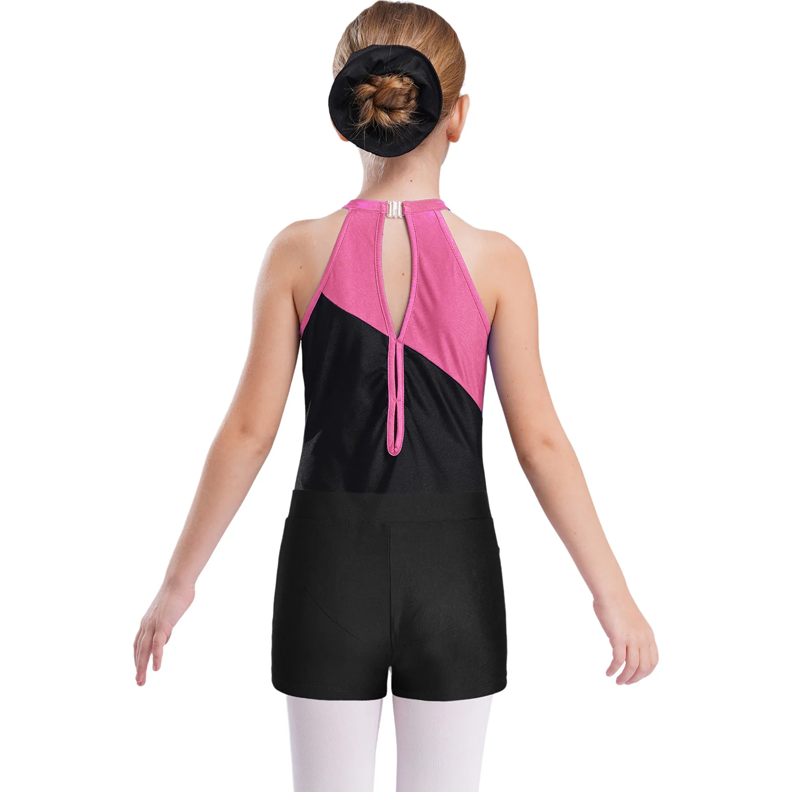 Kinder Mädchen Strass Ballett Trikots Gymnastik Bodysuit mit Shorts unten Set Bühne Leistung ärmellose Workout Dance Wear
