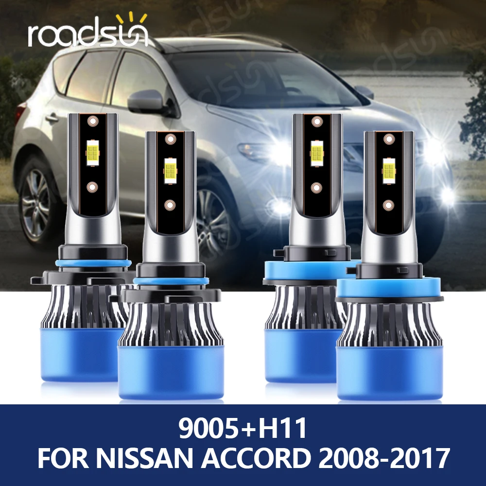 

roadsun 9005 LED Headlight for Nissan Accord 2008 2009 2010 2011 2012 2013 2014 2015 2016 2017 Car Bulbs H11 HB3 110W CSP Chip