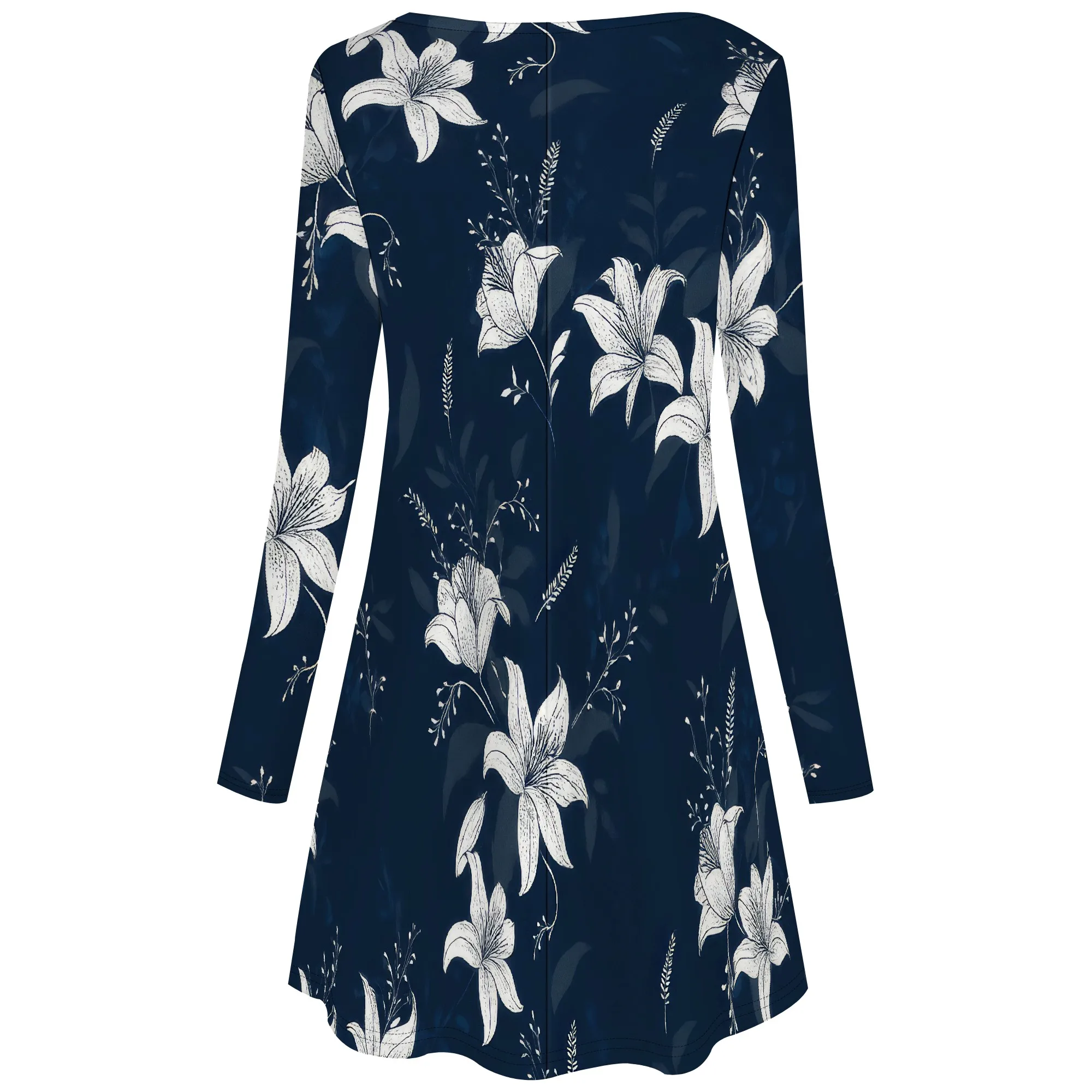 Abito da donna in maglia a maniche lunghe con sbuffo per abito a tunica casual con scollo tondo autunno inverno