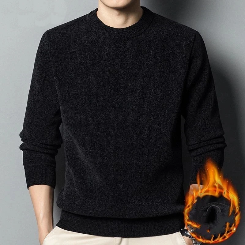 سترة رجالية للخريف والشتاء مخملية سميكة برقبة دائرية وطبقة أساسية فضفاضة خالية من الكرة #1