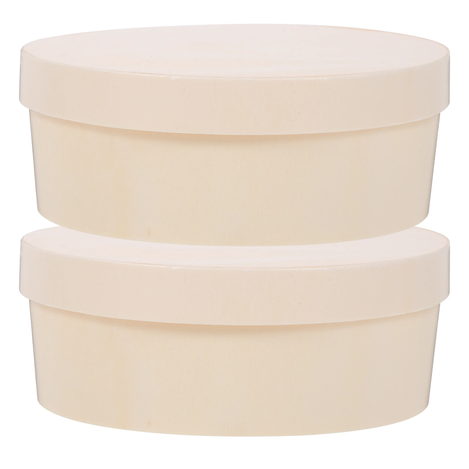 

2Pcs DIY 14.5cm Round Wooden Box Thickened Safe Storage Case for Chocolate Baking Treats Organizer Home Shop Use