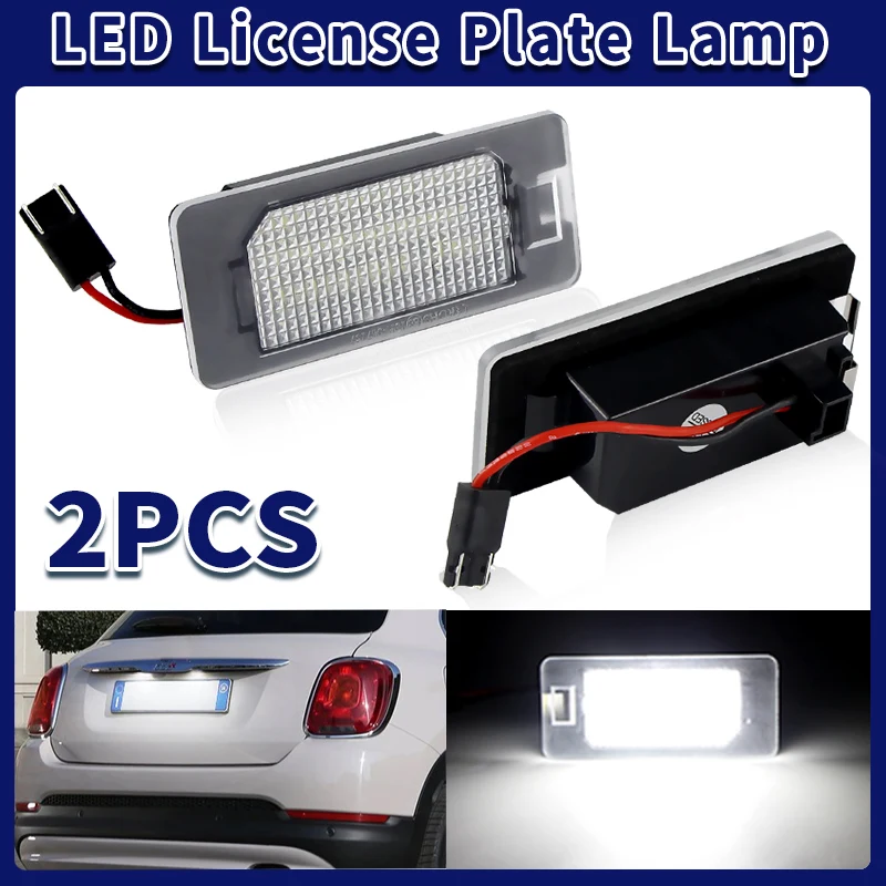 2PCS Car White Canbus LED Number License Plate Lights No Error For Fiat 500X 2014 2015 2016 2017 2018 2019 Auto Parts 6000K 12V