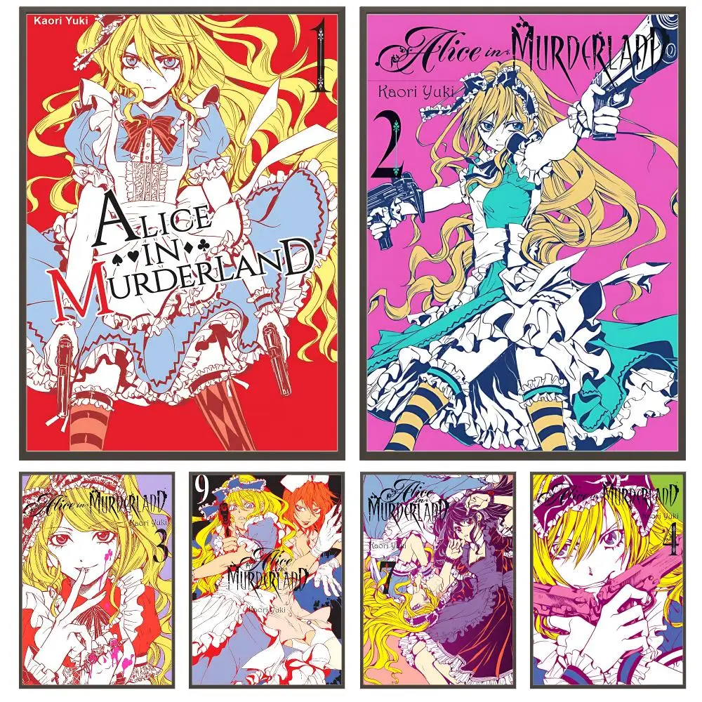 comic Alice in Murderland Poster Poster HD Waterproof Self Adhesive Wall Art Print Decor for Bedroom Living Room Gift