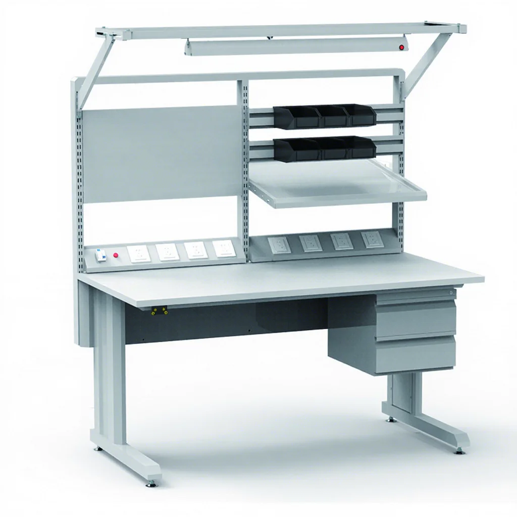 Heavy Load Industrial Steel Frame Anti-Static Work Bench with Engine and Modular Accessories for Warehouse Workshop Table Pro
