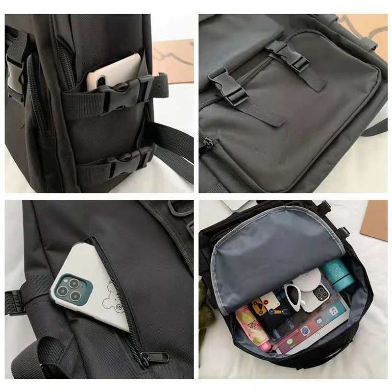 Simple Backpacks Large Capacity Travel Bag Solid Harajuku Student Schoolbag Backpack Women Man Bag Unisex High Street