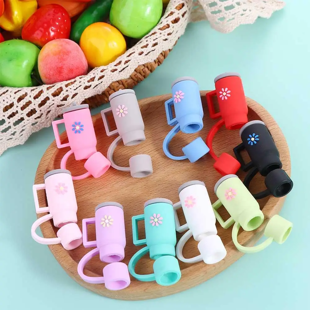 2Pcs Silicone Straw Covers Cap Reusable Cup Shaped Straw Toppers Straw Plug for Stanley Tumbler Creative Cute Cup Accessory