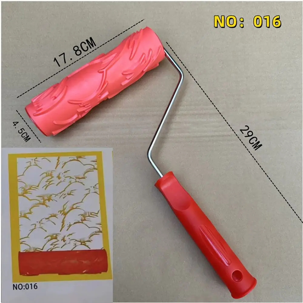 Rubber Imitation Wood Grain Pattern Paint Roller DIY Paint Texture Pigment Printing Wall Painting Roller with Handle Home Tool