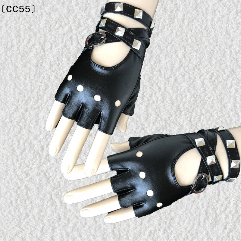 Fingerless Driving PU Leather Gloves Motor Cool Studs Sexy Rock Punk Gloves〔CC55〕