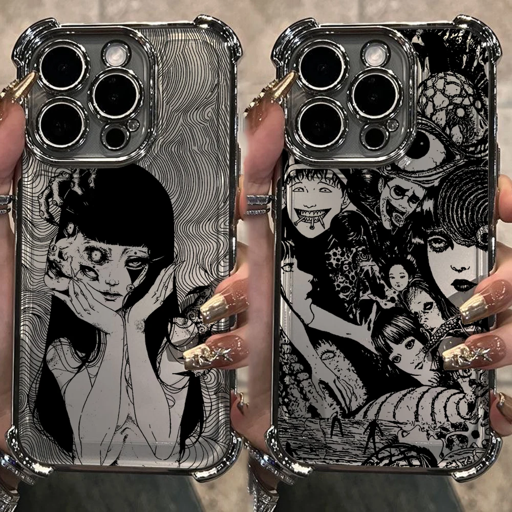 Pop Junji Ito Horror Hot Comics Plating Phone Case For Samsung S25 S24 S23 S22 S21 S20 FE Note20 Plus Ultra 4G 5G Anti Fall Airb