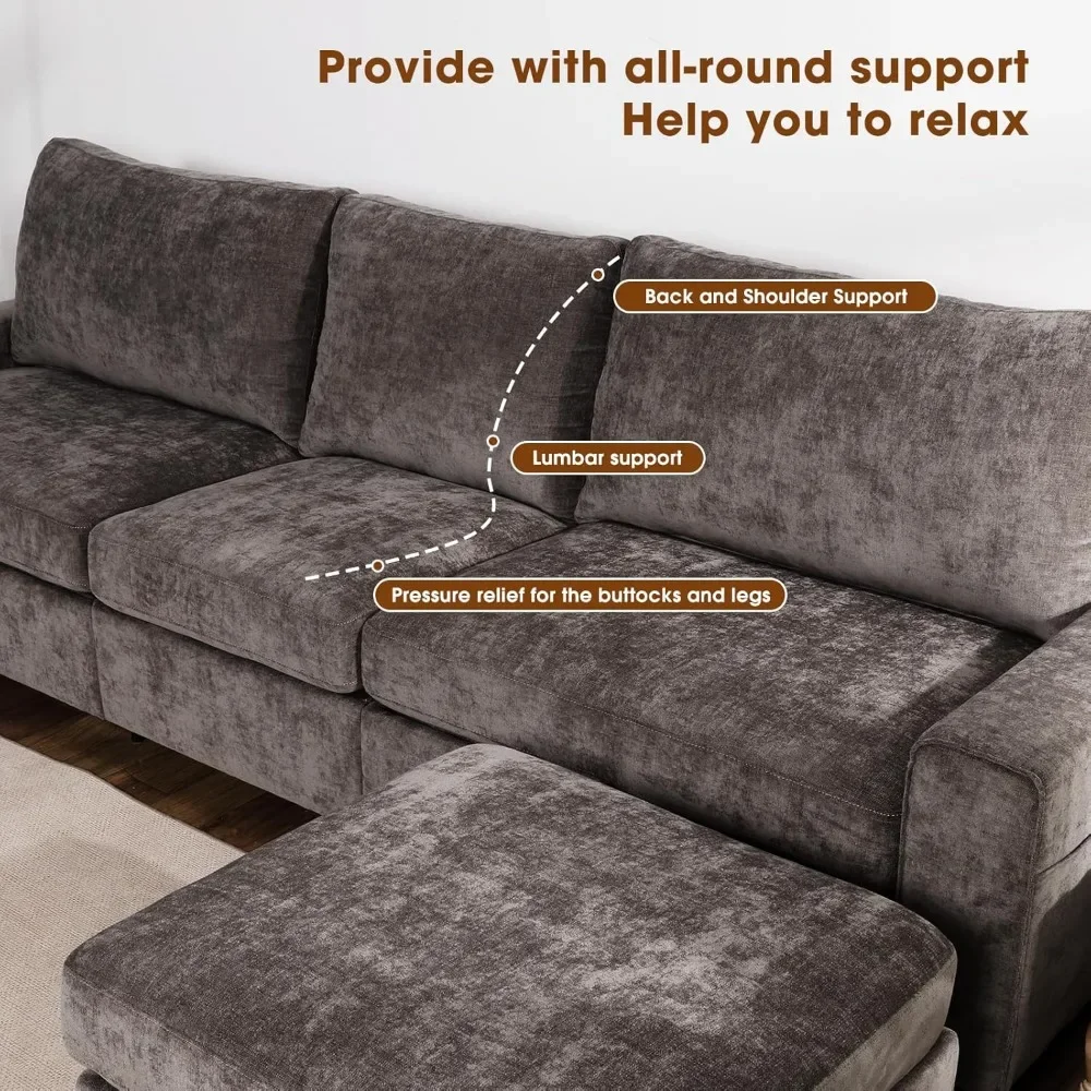 112“ Convertible Storage Sectional Sofa,L Shaped Couch with Storage Ottoman,Multi-Functional Reversible Sofa,Breathable Fabric