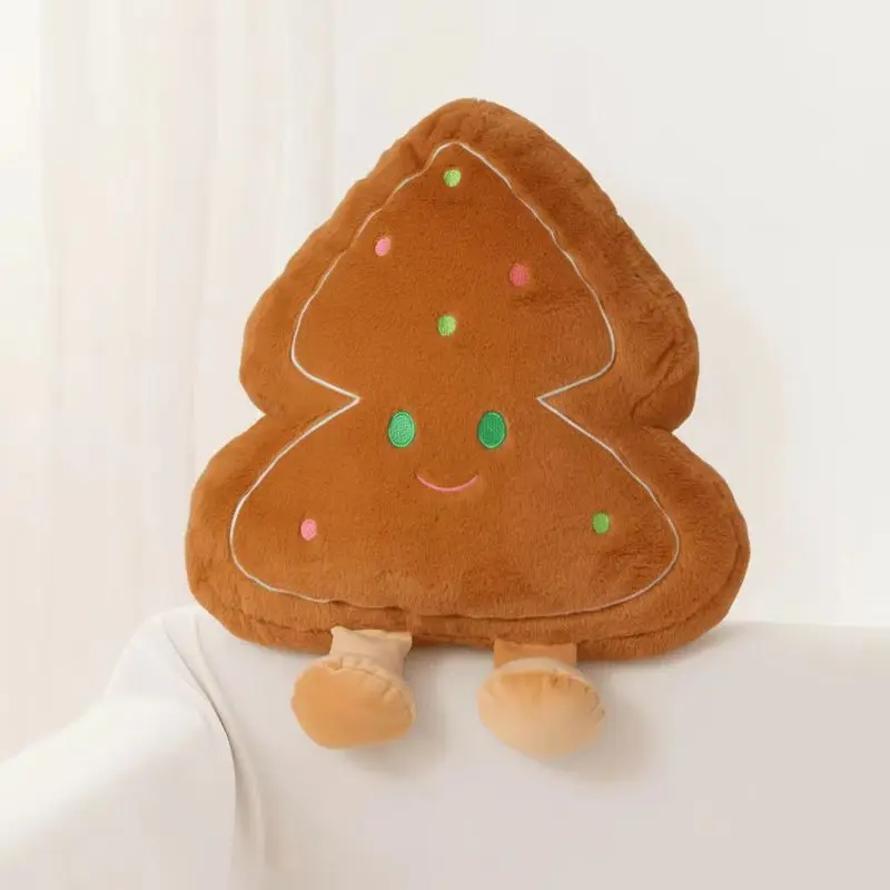 Świąteczna piernikowa gwiazda, pluszowa poduszka w kształcie choinki, urocza świąteczna poduszka na sofę, łóżko, świąteczna zabawka pluszowa i dekoracja dla dzieci.