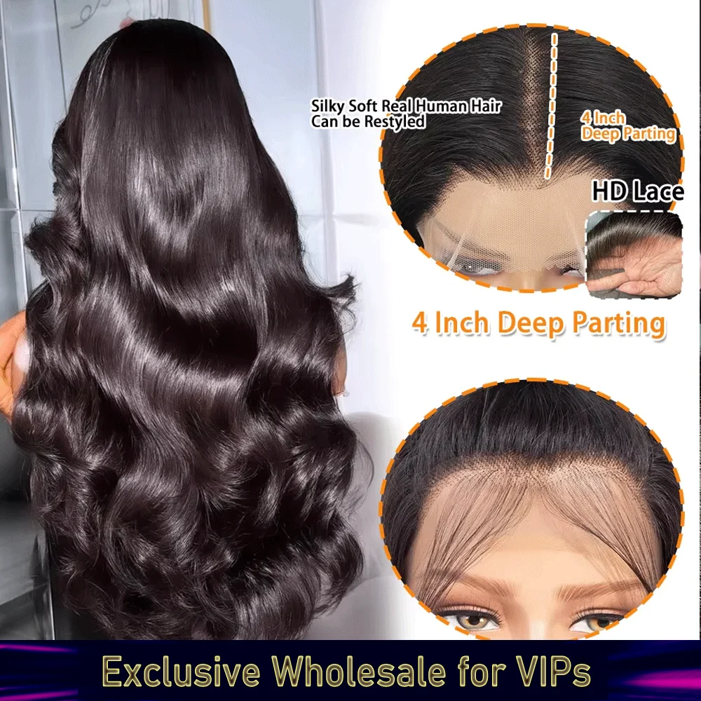 Black Pearl Body Wave Human Hair Wigs 13x6X1 Hd Lace Front Wigs For Black Women Pre Plucked Loose Wave Lace Front Wig image 4