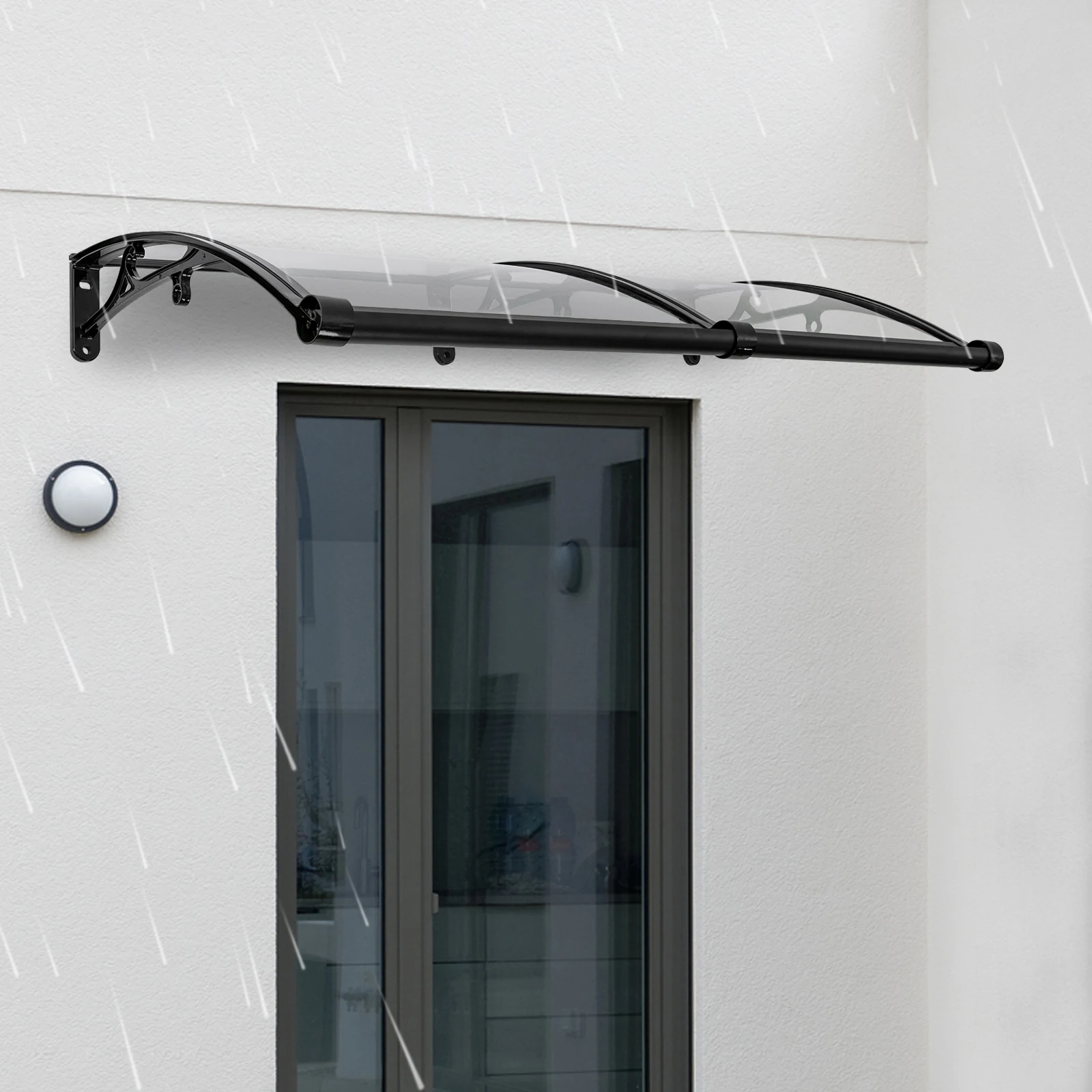 Vordach für Haustür 120 X 60 cm Transparentes Bogen-Vordach Aluminiumlegierungs-Halterung Maximallast 440,92 lbs Dach-Vordach Regenschutz – Detail 9
