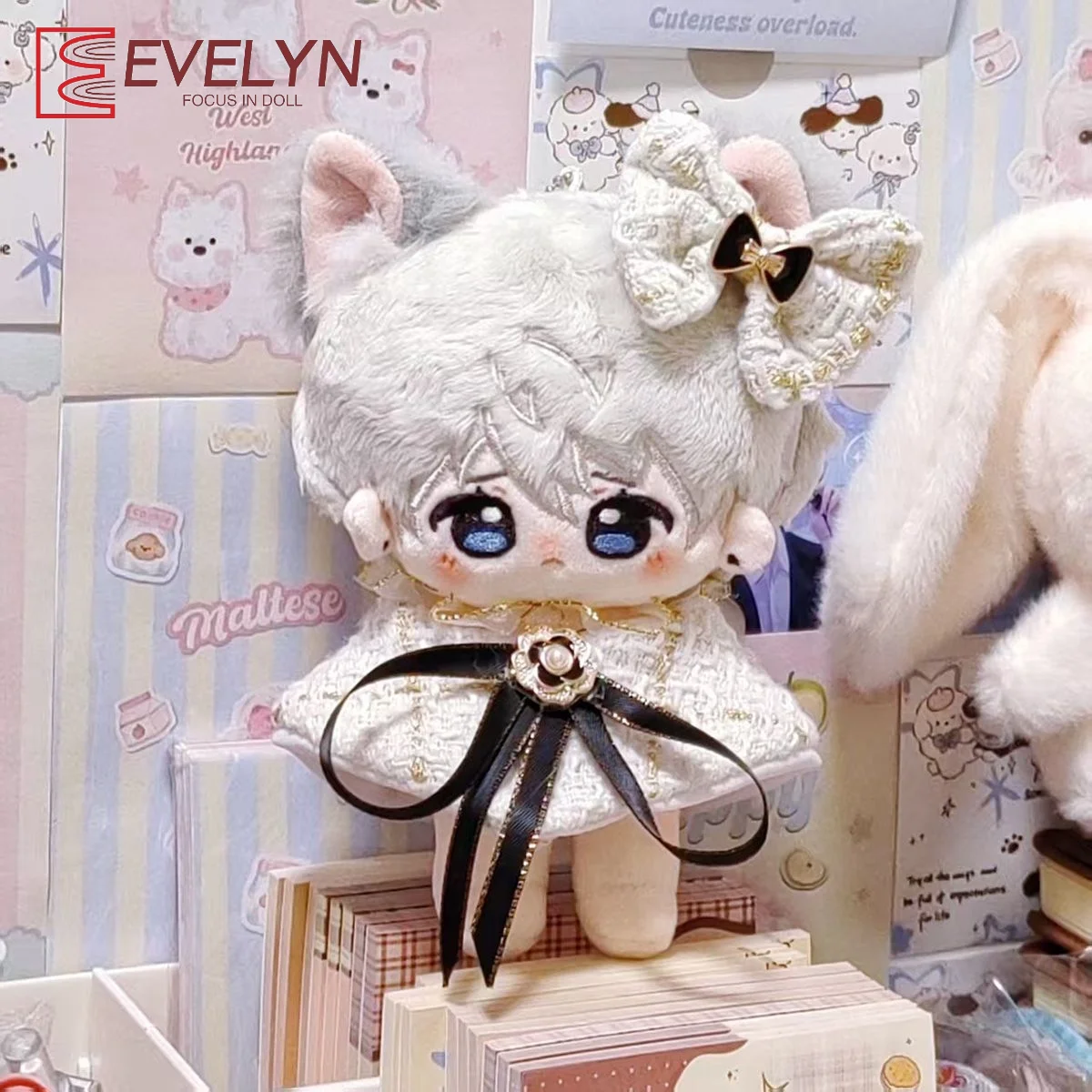 エブリン2スタイル10cmコットン人形服ラブリー・ミニ・クローク（ラブ＆ディープスペース・ザイネ10cmぬいぐるみファンギフト用）