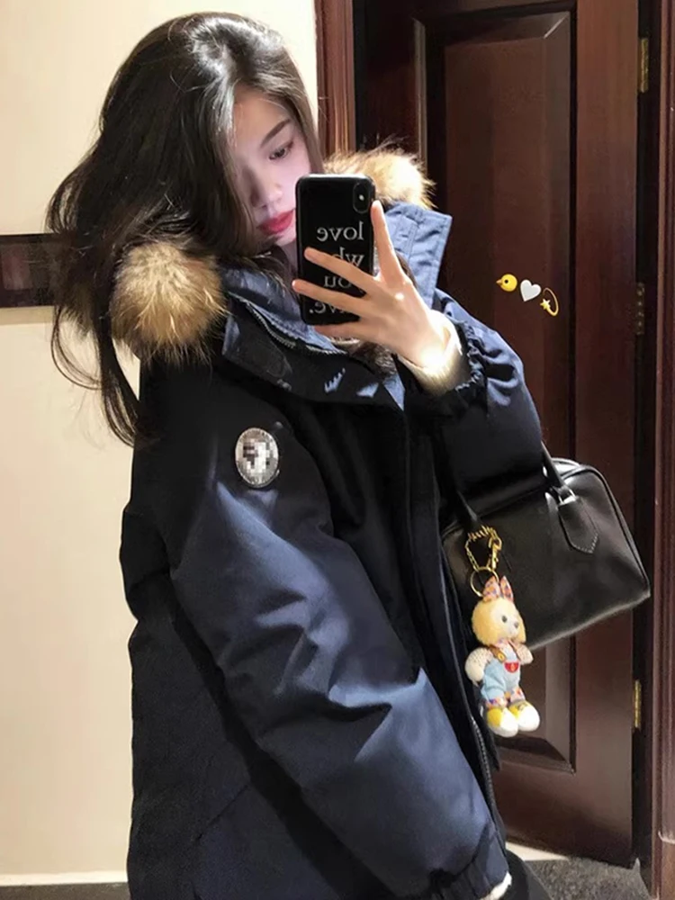 

Ultra-Thi Winter down Jaet Women's Korean Sle Loose Cotton Coat with Large Fur Collar for Extreme Cold Weather