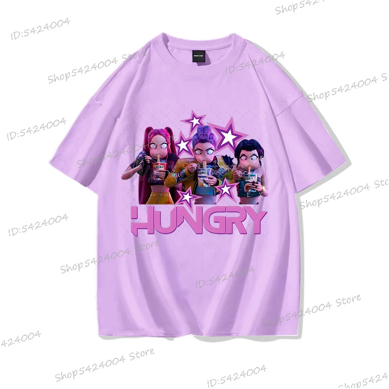 Anime Cartoon Purple Series Cotton T-shirt Women Long Sleeve Washed Tshirt Set Anime Anime Cartoon Pant+Hoodie Suit