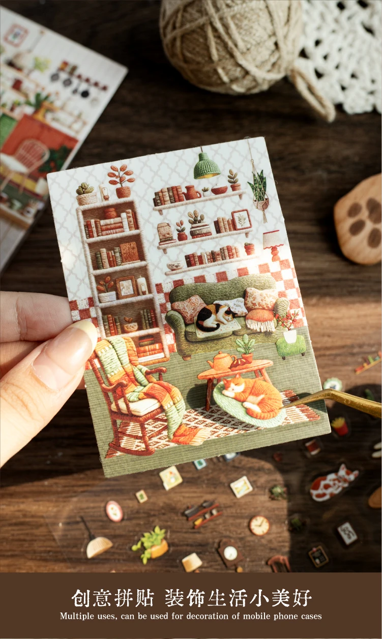 Journal GO Niedliche Gemütliche Raum-Aufkleber Collage Junk Journal Karten-Bastelmaterialien DIY Landschaftsmaterialien Scrapbooking Planer DIY Abziehbilder – Detail 7