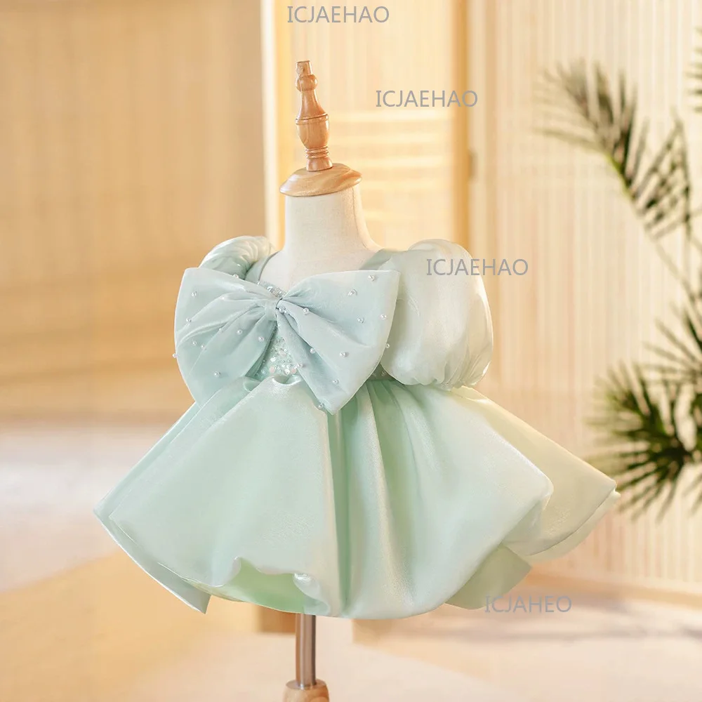 Western-Style One-Year-Old Girl Dress, Luxury Princess Kids Host Performance Costume Gown For Baby Girl Birthday, Light Luxury