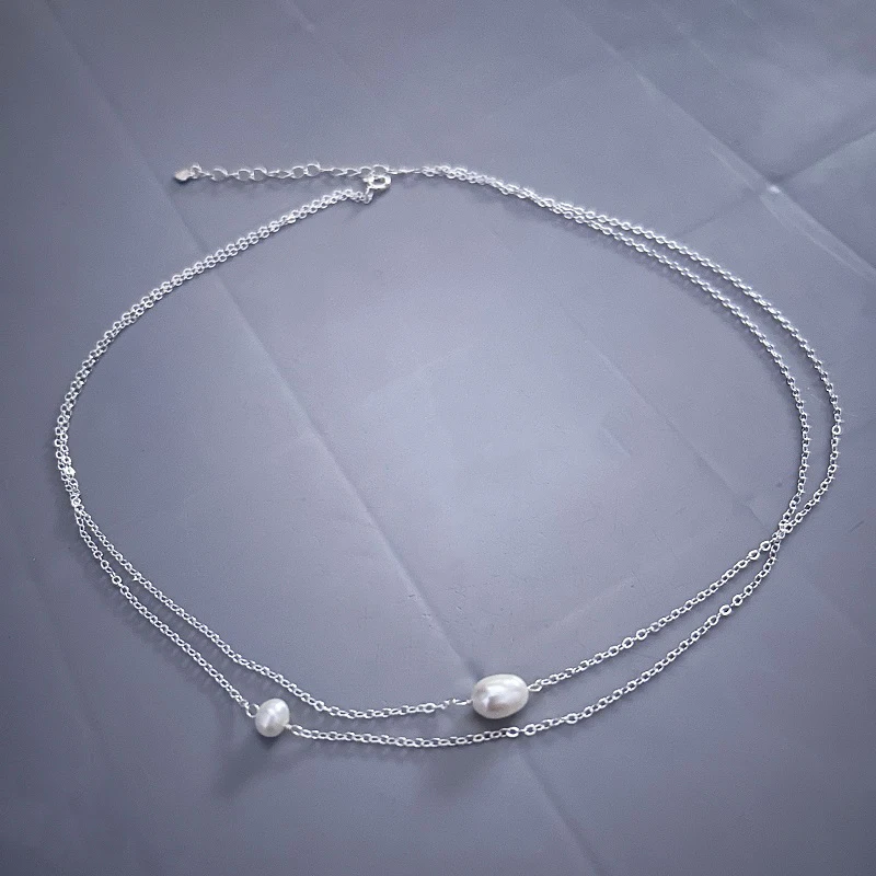 

Natural Freshwater Pearl Necklace for Women 925 Sterling Silver Chain Fashion Jewelry Gift
