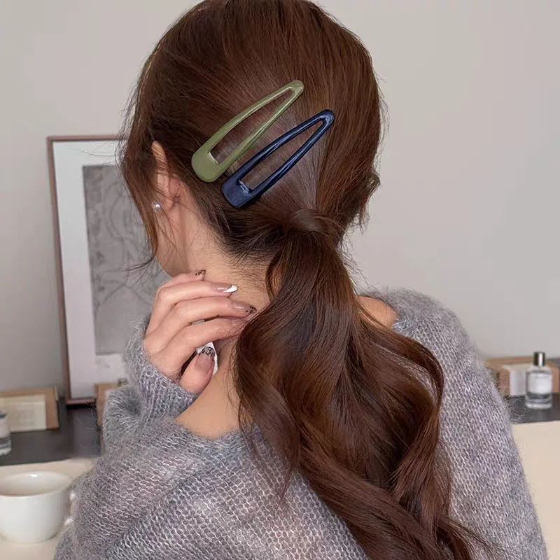 2er-Set bunte, 10 cm große, massive BB-Haarspangen aus hochwertiger Legierung in Unifarben für Mädchen und Frauen – Vintage-Haarspangen und Haar-Accessoires – Detail 2