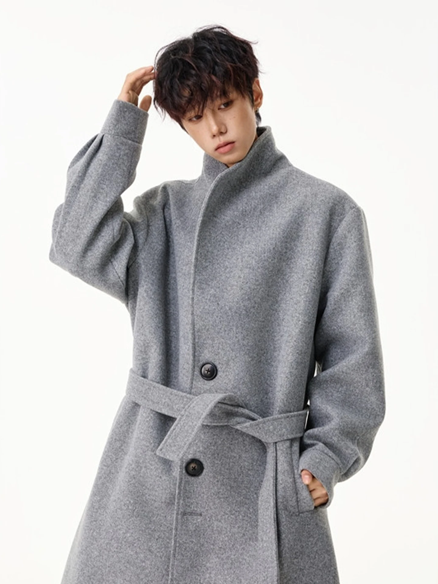 

American Sle Thiened Woolen Coat Men's Mid-Length Winter Faion Brand High-End Feeling Men's Windbreaker Jaet