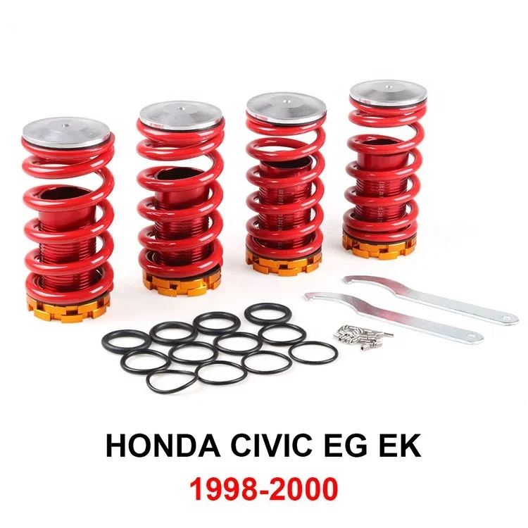 Red Aluminum Coilover Spring Kit for Honda Civic 1988-2000 Suspension Lowering Springs