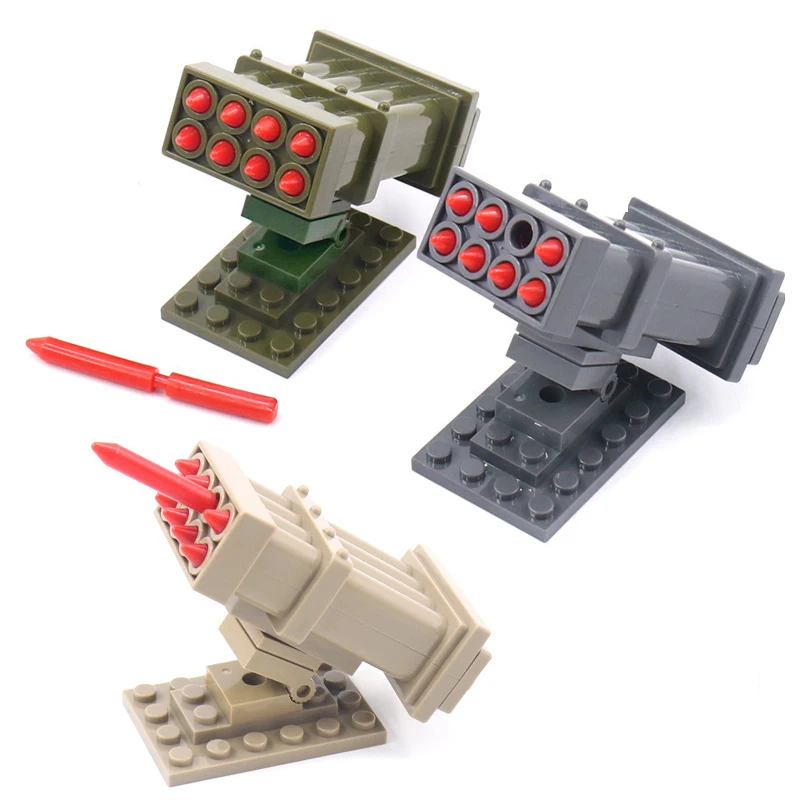 WWII Scene With Building Block Set Accessories Sentry Post Missile launcher RPG Bullet Weapon Box Ship Boy Toy Mini Bricks K036