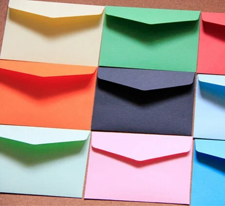 100Pcs Mini Vintage Paper Envelopes Candy Colors Postcard Wedding Gift Invitation Envelope Office Stationery Paper Bag