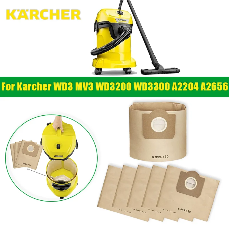 

Dust Bags For Karcher WD3 MV3 WD3200 WD3300 A2204 A2656 Vacuum Cleaner Paper Bags For Rowenta RB88 RU100 RU101