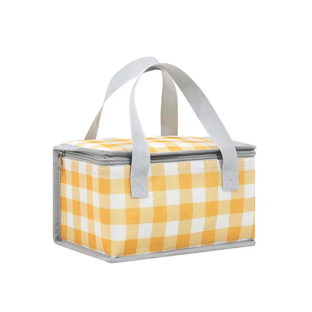 Pack Tote Pouch Women Plaid BBQ Meal Food Hand Bags Thermal Insulated Cooler Box Camping Food Storage Bag Spring Day Picnic Bag
