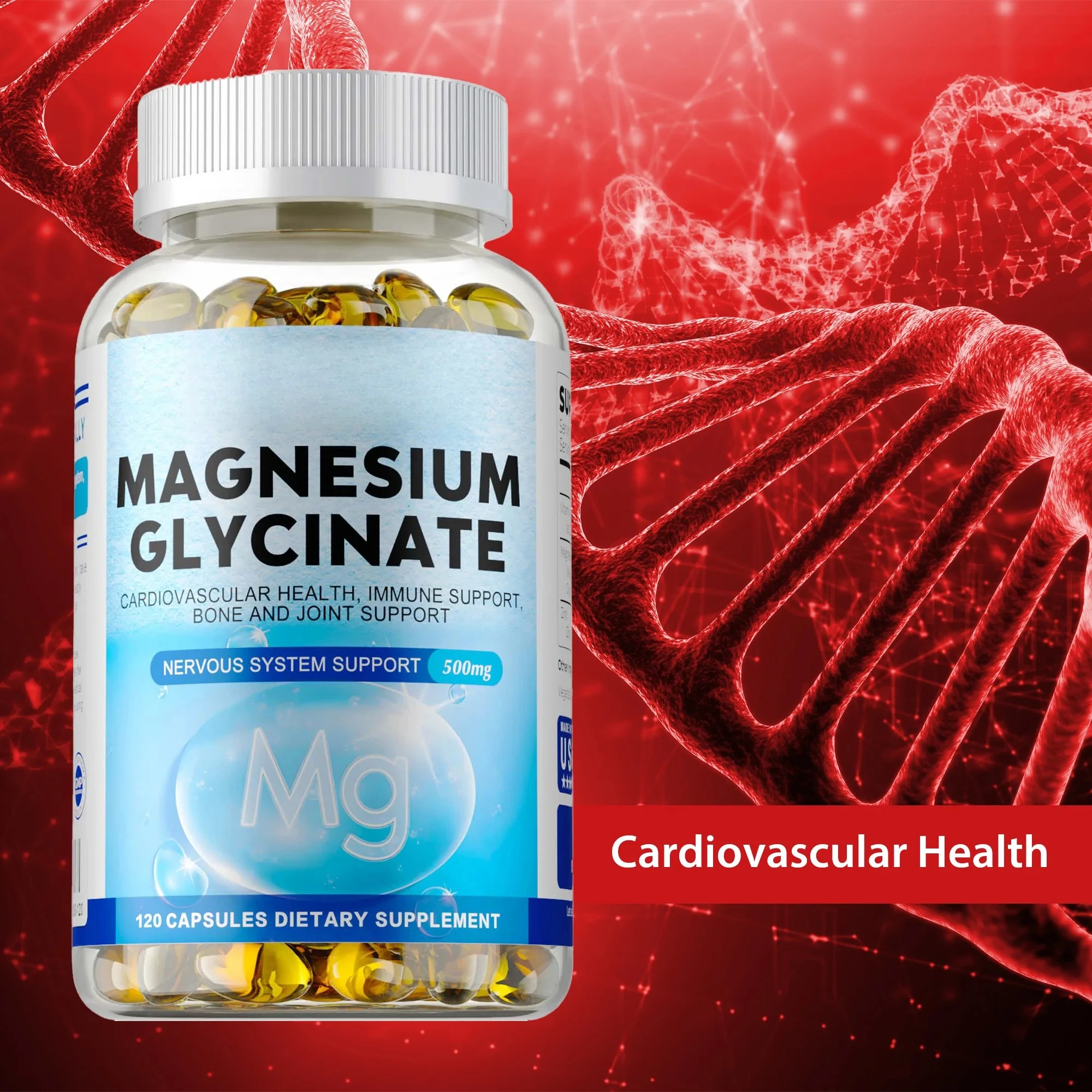 Magnesium Glycinate - Deep Sleep, Support Brain Nerve Health, Support Cardiovascular Function, Protect Joints and Relax Muscle