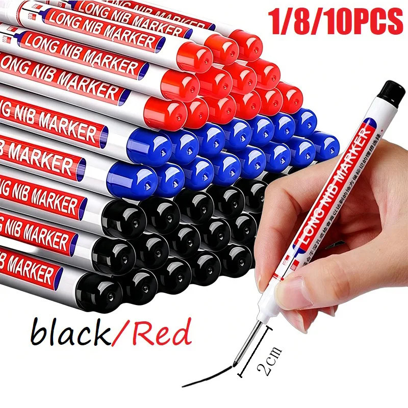 1/8/10PCS 2cm Long Tip Markers Deep Holes Markers for Metal Carpenter Non-deletion Against Water Metal Marker Pen YQB01