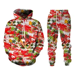 Men's Hoodie Sets 3D Print Men Women Christmas Santa Claus Cosplay Tracksuit Pants 2Pcs Suits Oversized Pullover Kids Clothing