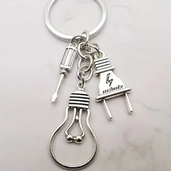 1pc Screwdriver, Light Bulb, Electrician Maintenance Tool Keychain, Men's Backpack Pendant Fro Father Grandpa