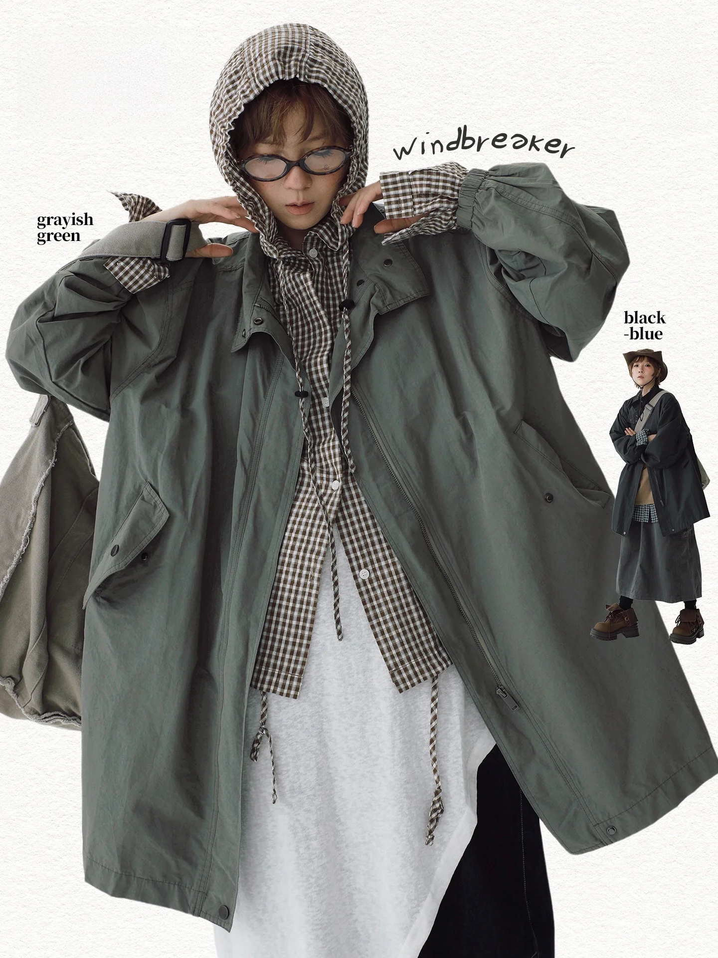 

STILLYOU Street Sle Neutral Workwear Long Coat Jaet Women Loose Slimming Spring 2026 Cotton Nylon Polyester Zipper Closure