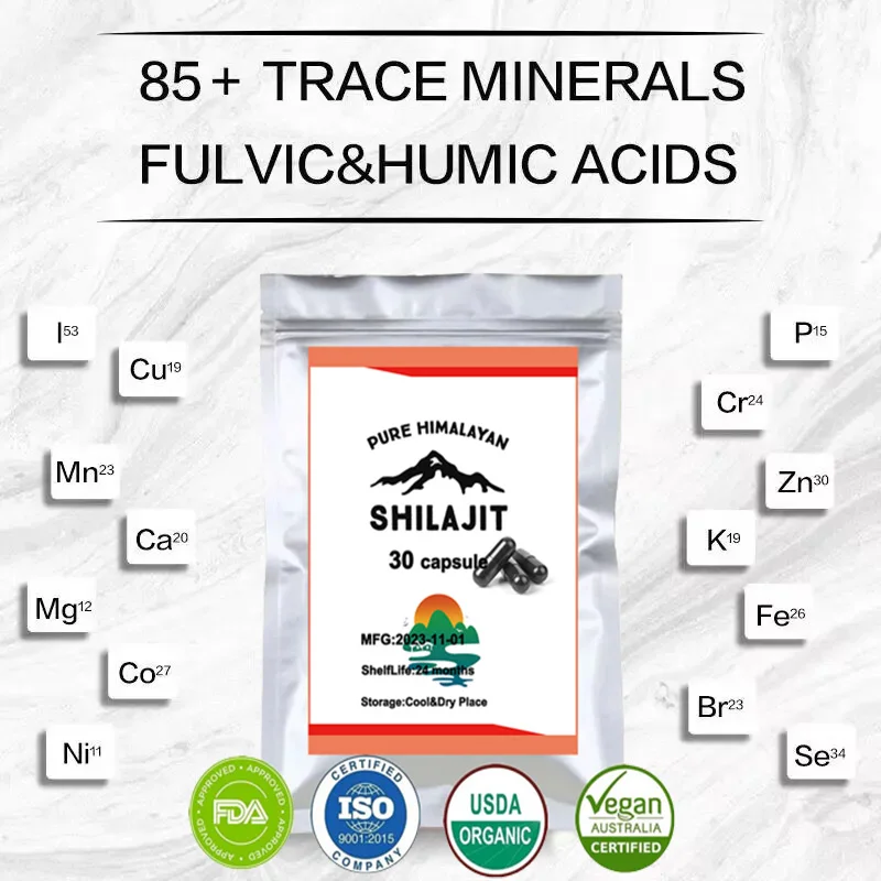 Himalayan Pure Shilajit Naturally Occurring Fulvic Acid 30 Caps