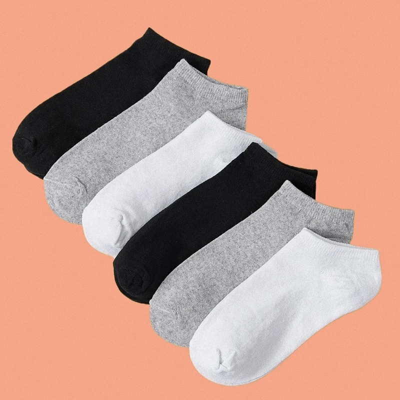 6/12 Pairs 2024 New High Quality Women Cotton Sport Short Socks Solid Grey Breathable Sports Socks Casual Female Short Socks